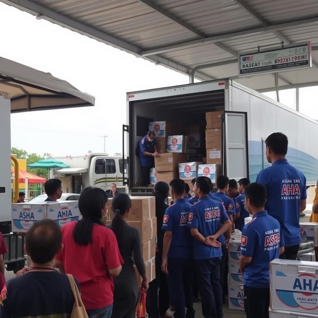 Distribusi bantuan kemanusiaan oleh AHA Center kepada korban bencana Distribusi bantuan kemanusiaan oleh AHA Center kepada korban bencana