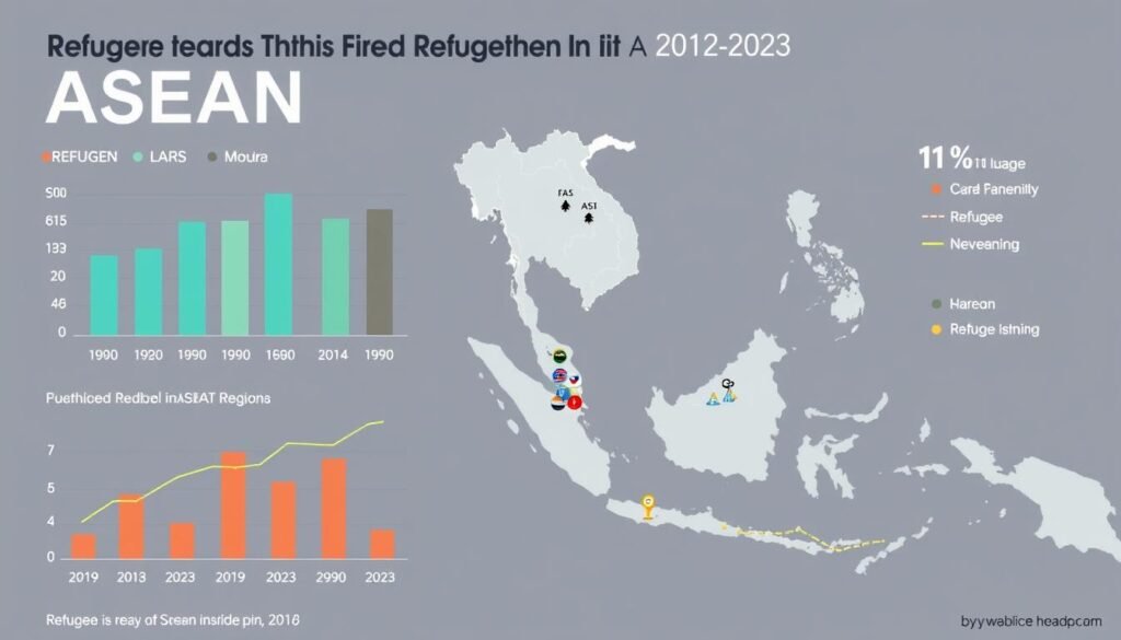 Grafik menunjukkan tren pengungsi di kawasan ASEAN 2019-2023 Grafik menunjukkan tren pengungsi di kawasan ASEAN 2019-2023