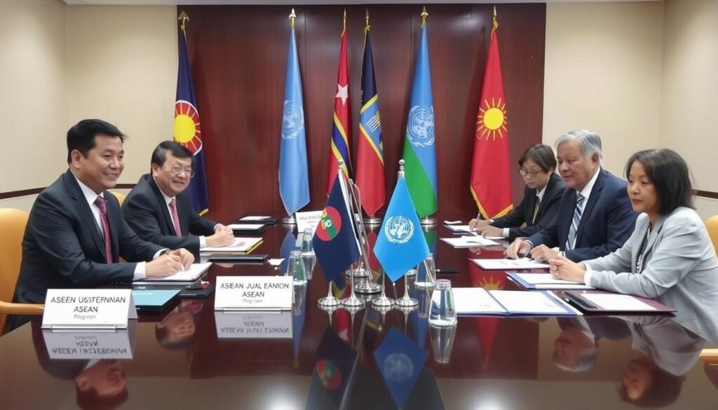Perwakilan ASEAN dan UNHCR dalam pertemuan koordinasi bantuan pengungsi Perwakilan ASEAN dan UNHCR dalam pertemuan koordinasi bantuan pengungsi