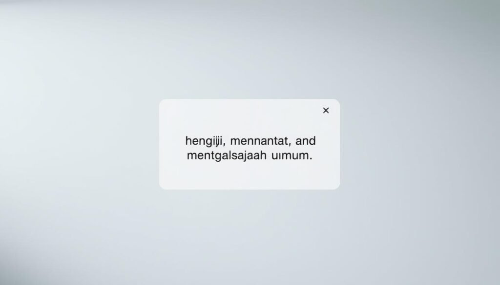 A pop-up notification window floating prominently in the center of the frame, with a sleek, modern design and subtle drop shadows. The window displays a neutral, informational message without any distracting elements. The background is blurred and out of focus, emphasizing the notification as the primary focal point. The lighting is soft and diffused, creating a calm, unobtrusive atmosphere. The overall composition conveys a sense of attention-grabbing yet unobtrusive user experience, suitable for illustrating the "Menguji, memantau, dan mengatasi masalah umum" section.