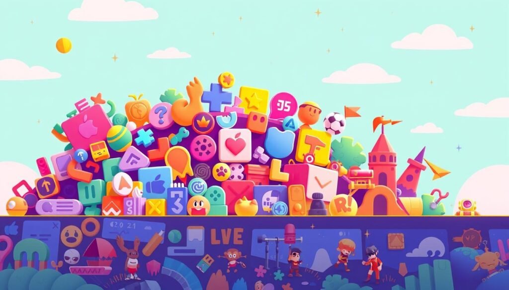 A vibrant, whimsical illustration depicting the distribution of genres in Apple Arcade games. Set against a bright, playful background, the foreground features a diverse array of game icons and symbols representing the key genres - puzzle, arcade, sports, and adventure. The icons are arranged in a dynamic, overlapping composition that suggests the breadth and variety of the Apple Arcade library. The middle ground showcases stylized, simplified depictions of game characters and environments, hinting at the engaging gameplay experiences across these genres. The lighting is soft and warm, creating a sense of approachability and fun. The overall mood is one of exploration, discovery, and the joy of gaming on Apple Arcade.